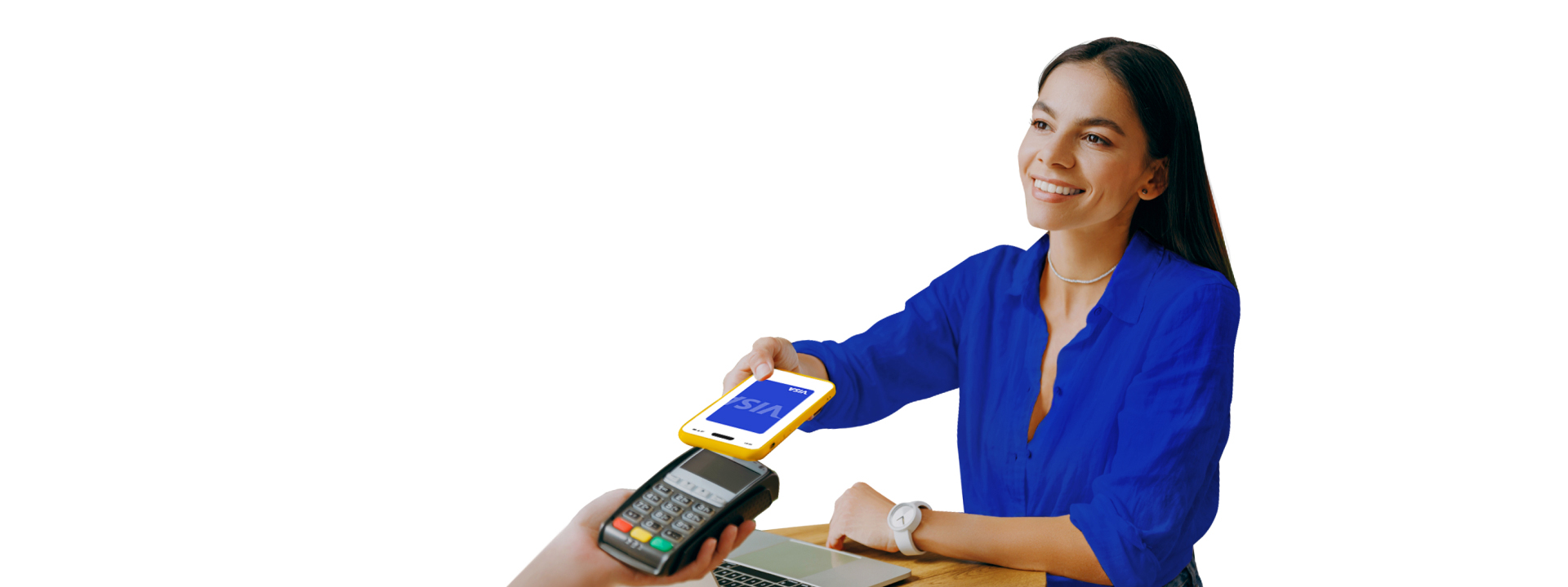 A person paying with a phone