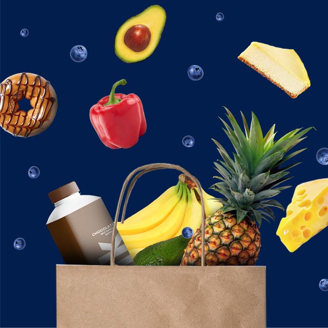 Grocery products in a paper bag